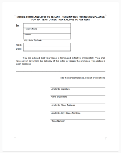 Notice to terminate lease for violation in Miami-Dade County, 7-Day Notice To Vacate